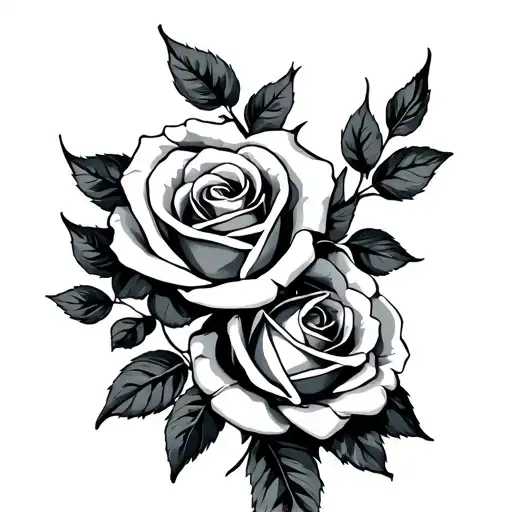 444 and roses tattoo design idea