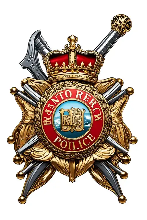 royal military Police badge intertwined with Viking tattoo design idea