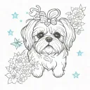 shih tzu flowers cute stars hearts tattoo design idea