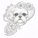 shih tzu flowers cute stars hearts tattoo design idea