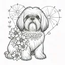 shih tzu flowers cute stars hearts tattoo design idea