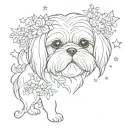 shih tzu flowers cute stars hearts tattoo design idea