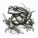 frog warrior with a sword tattoo design idea