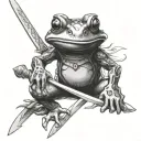 frog warrior with a sword tattoo design idea