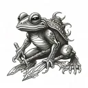 frog warrior with a sword tattoo design idea