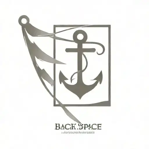 simple black and negative space back tattoo poster style featuring text at the top with an anchor in a square  tattoo design idea