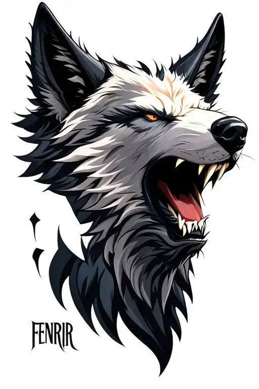 FENRIR head side view angry tattoo design idea