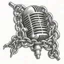 3D tattoo of a mic wrapped in chains  tattoo design idea