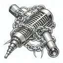 3D tattoo of a mic wrapped in chains  tattoo design idea