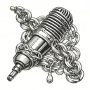 3D tattoo of a mic wrapped in chains  tattoo design idea