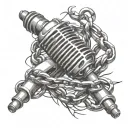 3D tattoo of a mic wrapped in chains  tattoo design idea