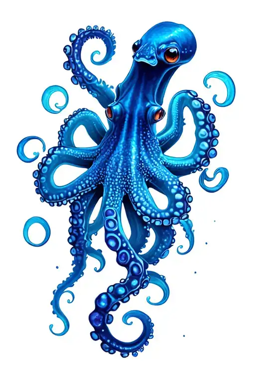 blue ringed octopus sprawled tattoo design idea