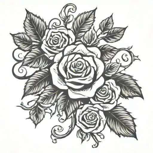 rose vine with last name   tattoo design idea