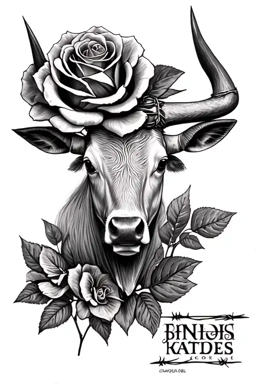 western girly roses longhorn barbed wire tattoo  tattoo design idea