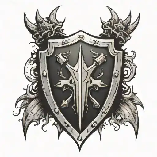 shield with spikes tattoo design idea