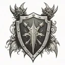 shield with spikes tattoo design idea