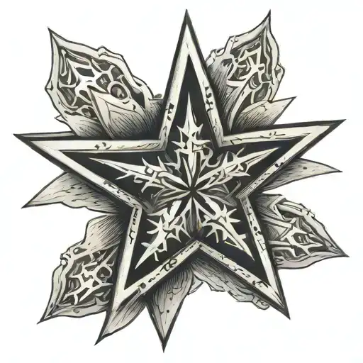 5 star in 8 point star tattoo design idea