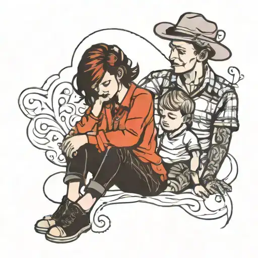 mom, son, country outline tattoo design idea
