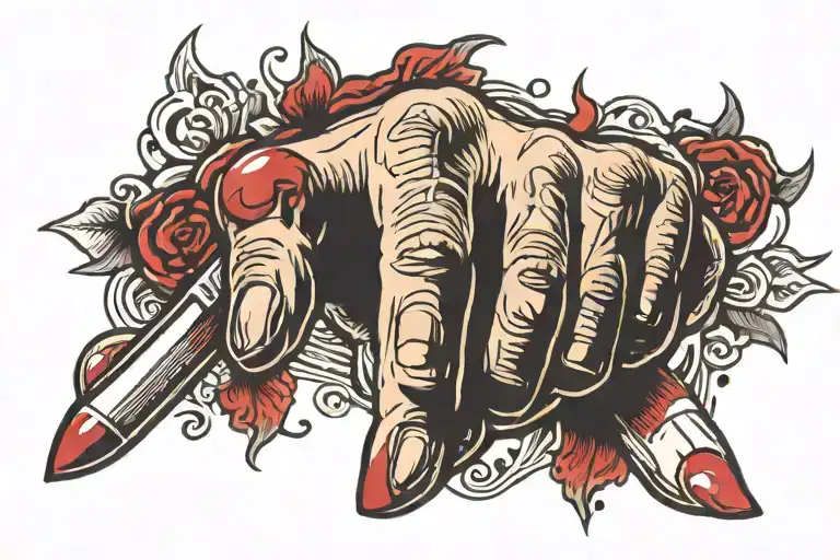 Blood Middle Finger tattoo design idea