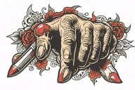 Blood Middle Finger tattoo design idea