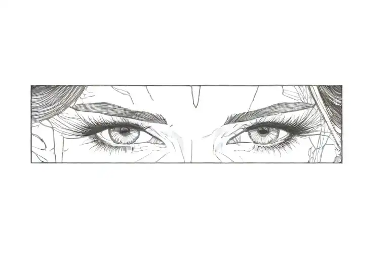 a woman with long lashes tattoo design idea