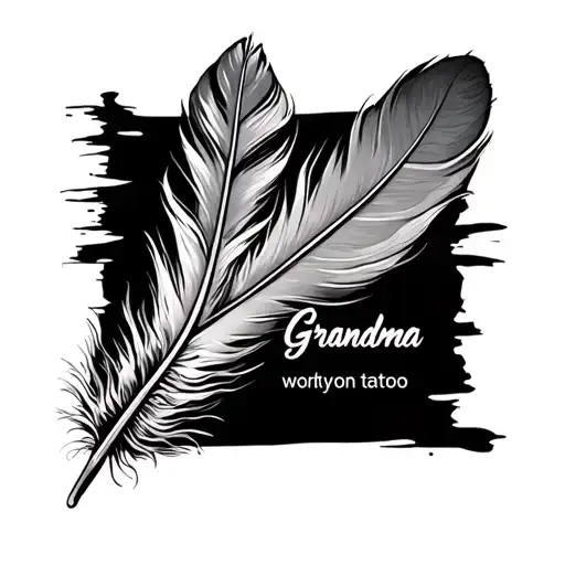 feather with grandma writen tattoo design idea