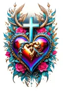 chrome heart cross tattoo design idea