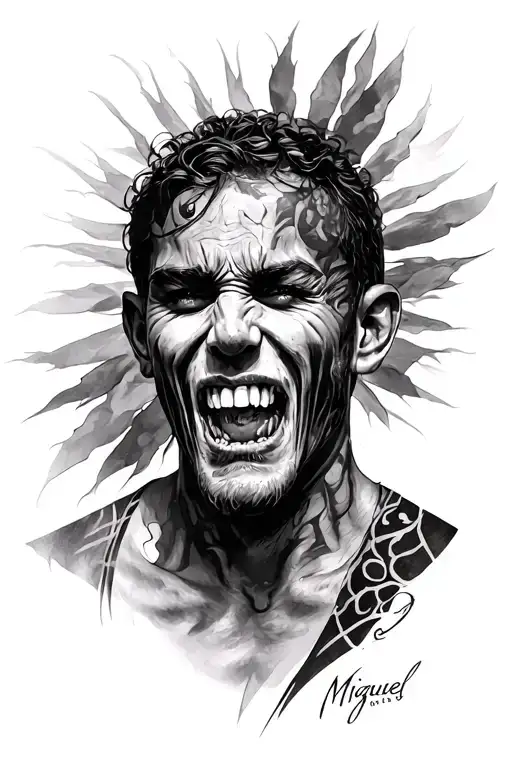 são miguel arcanjo dark freehand agressivo  tattoo design idea