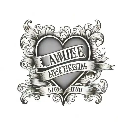 americana heart tattoo Aimee name tattoo design idea
