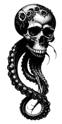 organic skull, tentacles tattoo design idea