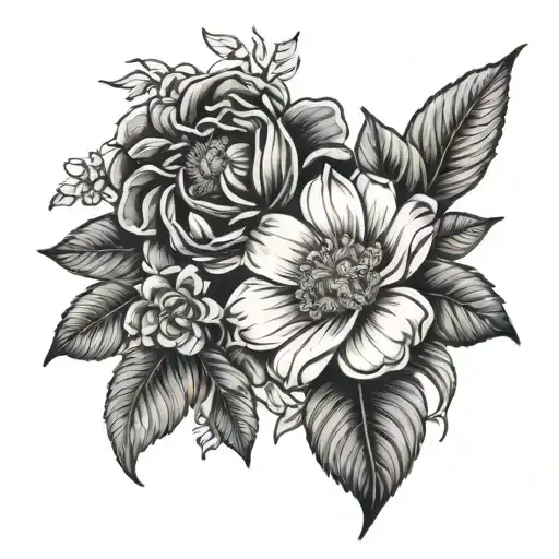 daisy and camellia flower tattoo design tattoo design idea