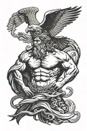 Zeus and an eagle tattoo design idea