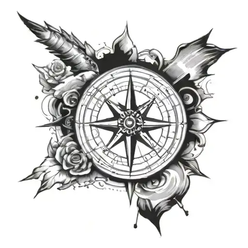 compass Japanese proverb Fall down seven times, get up eight tattoo design idea