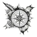 compass Japanese proverb Fall down seven times, get up eight tattoo design idea