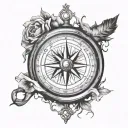 compass Japanese proverb Fall down seven times, get up eight tattoo design idea