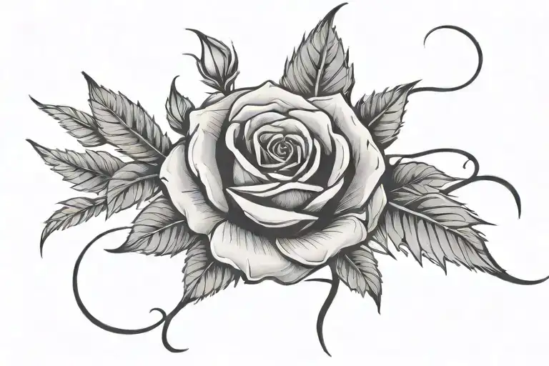Kenzie in cursive with rose's and thorns tattoo design idea