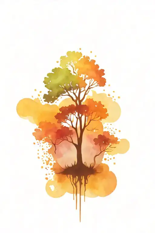 A symbolic tattoo design for the upper arm featuring a central tree divided into two contrasting halves, symbolizing th tattoo design idea