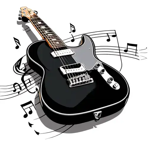 telecaster guitar Surrounds be musical notes tattoo design idea