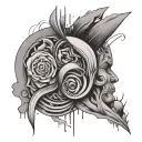 overthinking abstract tattoo design idea
