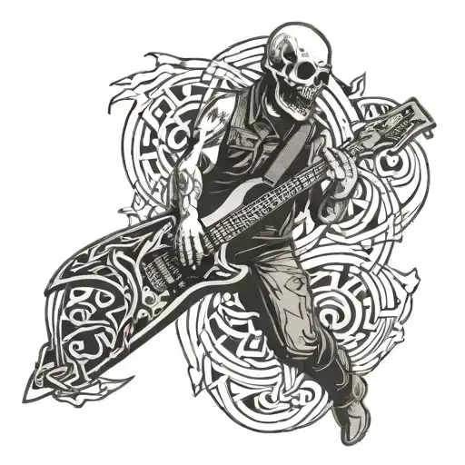 A tattoo design combining elements from Weezer, Metallica, and Smashing Pumpkins logos in a unique and cohesive way tattoo design idea