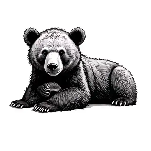 Bear Cub playing momma bear tattoo design idea