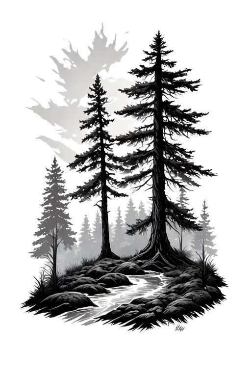 PNW Forest tattoo design idea