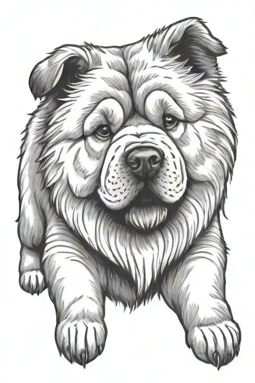 cute smooth coat chow chow tattoo design idea