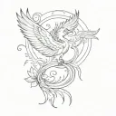 phoenix rising and lotus flower tattoo design idea