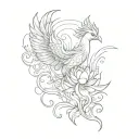 phoenix rising and lotus flower tattoo design idea