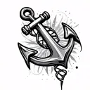 abstract anchor with dna strands tattoo design idea