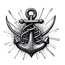 abstract anchor with dna strands tattoo design idea