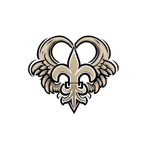 New Orleans saints logo integrated with heart and wings  tattoo design idea