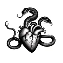 3 head cobra and human heart tattoo design idea