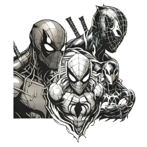 Spiderman, Deadpool, venom, ironman tattoo design idea